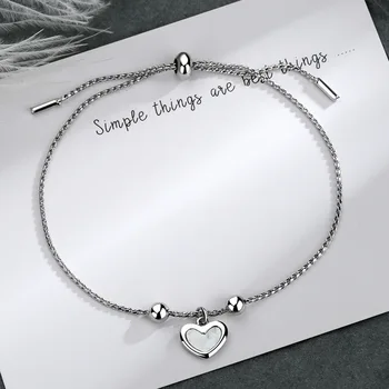 Nouă Rundă Margele Shell Inima Reglabil Farmecul Bratari pentru Prietena Simplu coreean Bratara Femei 925 De Bijuterii de Argint pulseira