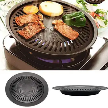 Coreeană Grătar în aer liber Non-Stick de BBQ Grill Rotund Tigaie Grill Usor de Curatat Oțel Carbon Grătar GRĂTAR Accesorii Instrumente