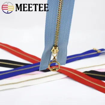 Meetee 2 buc/5pcs 40/50/60/70cm 3# Fermoar Metalic Inel Tragator Fermoare pentru Cusut Blugi Fusta Haina Pungi Zip Repair Kit Accesorii