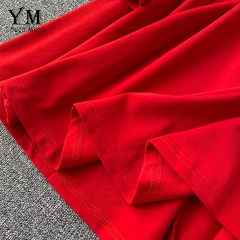 YuooMuoo Sexy De Pe Umăr Rochie Femei 2020 Moda Toamna Croșetat Talie Mare Flare Maneca Scurta Rochie Ins Black Red Rochie De Petrecere