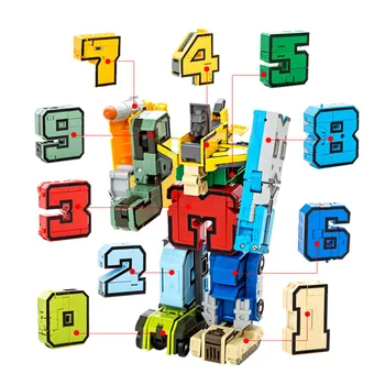 GUDI 10buc 10 in 1 de Creație Asamblarea de Învățământ Cifrele de Acțiune Transformator Numărul Robot Deforma Copii Ziua de nastere cadou Jucarii