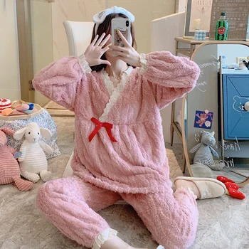 XIFER Toamna și Iarna Flanel Îngroșat Pijamale pentru Femei Gravide, Femei Izolare Haine, Postpartum Haine de Îngrijire medicală