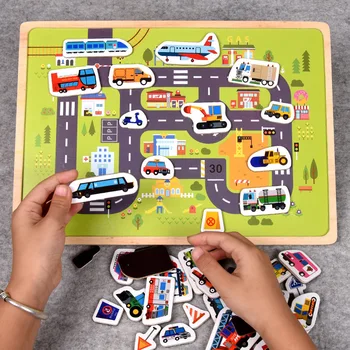 1BUC Puzzle Magnetic Intelectuală a Copiilor Jucării Devreme Învețe pe Copii mici Puzzle din Lemn Jucării de Învățare pentru Copii