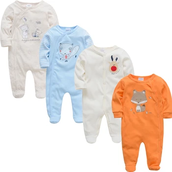 2020 Primăvară baietel Romper Drăguț Fox Imprimat Bumbac Nou-nascut Salopeta 0-3 luni Maneca Lunga Fete Haine pentru Sugari Pijamale