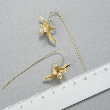 Lotus Distractiv Elegant Floare de Iris Legăna Cercei Real Argint 925 cu Aur de 18K Cercei pentru Femei Cadouri lucrate Manual Bijuterii Fine