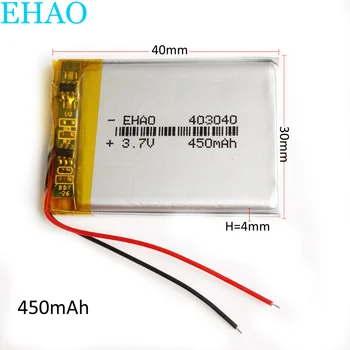 EHAO 403040 3.7 V 450mAh Litiu-Polimer LiPo Baterie Reîncărcabilă Pentru Mp3, DVD, E-book setul cu cască bluetooth
