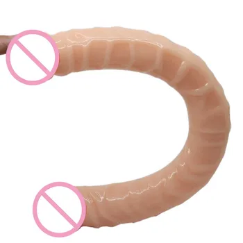 Timp Realist Vibrator pentru Femei Dublu Gode Lesbiene jucarii Sexuale Dublu s-a Încheiat Penis artificial Jucarii Sexuale pentru Femei Arrtificial Penis Urias Penis artificial