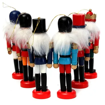 6Pcs Lemn spargatorul de Nuci Papusa Soldat Figurine Miniaturale de Epocă, Lucrări de Păpuși de Anul Nou Crăciun Ornamente de Decor Acasă