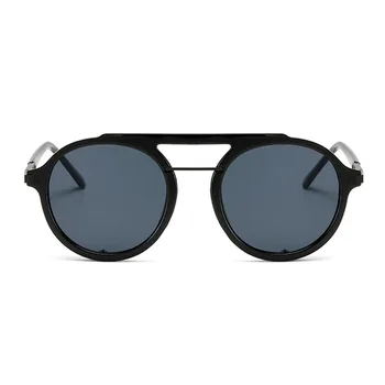 NOUL DESIGN Steampunk ochelari de Soare pentru Femei de Moda Bărbați Rotund Ochelari de cal UV400 Shades Ochelari de Oculos de sol