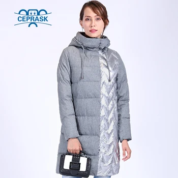 CEPRASK 2020 Nou Metallc Gros Haina Plus Dimensiune Lung Bio puf cu Gluga pentru Femei haina de Iarna stil European Elegant Cald Jacheta de Iarna