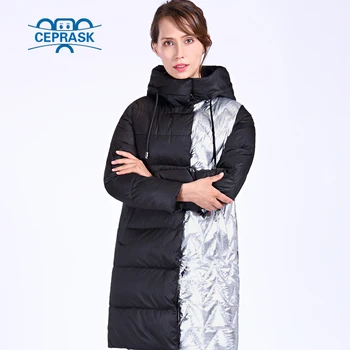 CEPRASK 2020 Nou Metallc Gros Haina Plus Dimensiune Lung Bio puf cu Gluga pentru Femei haina de Iarna stil European Elegant Cald Jacheta de Iarna