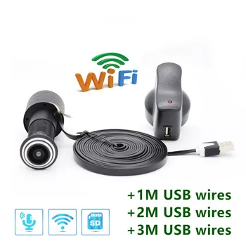 V380 TF Card WIFI Audio Ochi Ușa Gaura Acasă 1080P 2.1 mm FishEye 170degree de Rețea Mini Vizor Wifi Ușă IP Camera