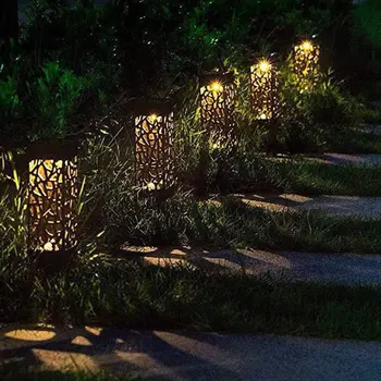 6pcs Lampi Solare de Gradina rezistent la apa Solar Cale de Lumini în aer liber, Grădină Decorativ Lumini LED Alb Cald Peisaj Felinar