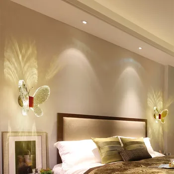 Bule de Cristal Fluture LED Lămpi de Perete Modern, Minimalist Living Dormitor Lumini de Perete Noptiera Tranșee de Perete Culoar Scări Lampa