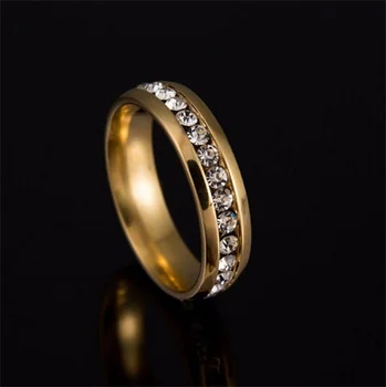 YANHUI Real de Culoare de Aur Inele de Nunta pentru Femei, Bărbați Bijuterii din Oțel Inoxidabil Zircon Inel de Logodna Cuplu Cadou de Aniversare R005S