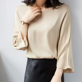 Primavara/Toamna Moda coreeană Mătase Bluze pentru Femei Camasa din Satin si Bluza Office Lady Blusas Largas Plus Dimensiune Topuri de Femei XXXL