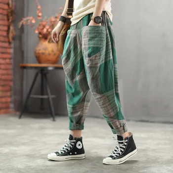 Max LuLu Vara 2019 Lux Stil Coreean Doamnelor Pantaloni Lenjerie Femei Carouri Pantaloni Harem Bumbac Elastic Pantalon Casual Plus Dimensiune