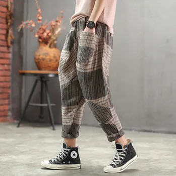 Max LuLu Vara 2019 Lux Stil Coreean Doamnelor Pantaloni Lenjerie Femei Carouri Pantaloni Harem Bumbac Elastic Pantalon Casual Plus Dimensiune