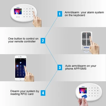 KERUI Home Securitate Alarmă Sistem W20 Gsm Modulul de Comandă WiFi Mobile APP de Control de Culoare Ecran de Comutare Limbă de Alarmă Gazdă Inteligentă