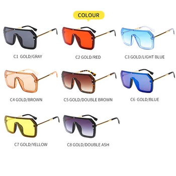 Supradimensionate Siamezi Pătrat Ochelari De Soare Femei 2020 Nou De Lux De Brand De Moda Top Plat Roșu Albastru Obiectiv Clar-O Singură Bucată Bărbați Gafas Ochelari
