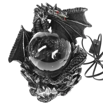 Electrice Cu Plasmă Uitîndu Mingea Gotic Globul De Iluminat Dragon Medieval Rășină Statuie Întuneric Dragoni Guardian Decor De Halloween