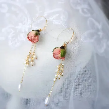 SINZRY original handmade creative conservate floare trandafir elegant coreean elegant perla picătură cercei pentru femei