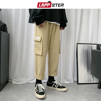 LAPPSTER Bărbați Harajuku Largi Picior Pantaloni Harem 2020 Mens Pantaloni Cargo-coreean Streetwear Hip Hop Joggeri de sex Masculin Kaki Moda pantaloni de Trening