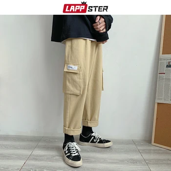 LAPPSTER Bărbați Harajuku Largi Picior Pantaloni Harem 2020 Mens Pantaloni Cargo-coreean Streetwear Hip Hop Joggeri de sex Masculin Kaki Moda pantaloni de Trening