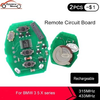 KEYECU 3PCS EWS Control de la Distanță Placa de Circuit baterie Reîncărcabilă 3 Butoane 315/433MHz Fob pentru BMW 3 5 X serie fără coajă