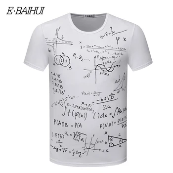 E-BAIHUI Ecuație Matematică print t shirt Model Man T Shirt Casual Student T-shirt Barbati de Moda de Îmbrăcăminte de Brand CG009