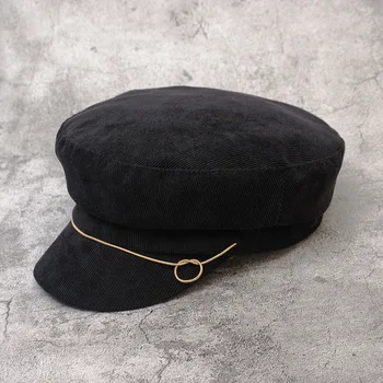 Femei pantaloni de Catifea cord Pălărie de Toamnă Iarnă Stil Britanic Militar Capac de vânzător de ziare Reglabil de Înaltă Calitate de Agrement Bereta de Catifea Pălărie NZ116