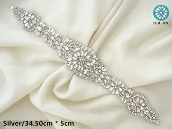 (10BUC)Handmade argint clar de mireasa cu margele de cristal stras aplicatiile de fier pentru rochie DIY sash belt WDD0008