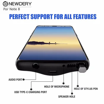 NEWDERY extern încărcător de baterie de backup caz pentru Samsung Nota 8 5500mAh ultra subțire caz de putere pentru Nota 8 de Colorat de mare capacitate