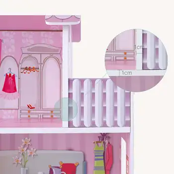 Papusa Case din Lemn Mare casă de Păpuși Jucării 3 Straturi Copii Pretinde Juca Jucării Pline de Mobilier pentru Copii, Casă de Jucărie Acasă
