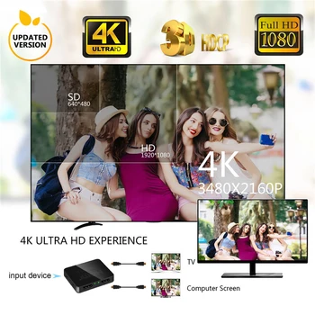 Kebidu HDCP 4K Full HD 1080p compatibil HDMI Splitter Video Switcher 1X2 Split 1 din 2 Amplificator Dual Display Pentru PS3 HDTV