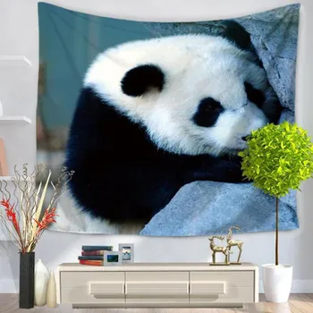 130x150cm Panda Drăguț Animale Model Tapiserie de pe Perete Pătură Copii Decorare Dormitor
