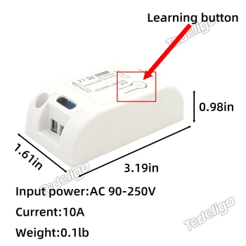 Smart Home Wireless Touch Comutator 433MHz Control de la Distanță Receptor AC 90-250V 10A 1Ch Modul 1/2/3 Banda de Perete Comutator Pentru Lumina Lampa