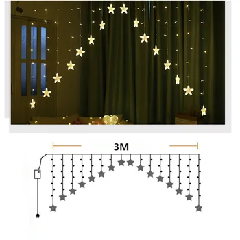 3M LED-uri Cortina Șir de Iluminat Lumini de Crăciun Romantic de Basm Stele pentru Casa Dormitor Nunta Ghirlanda Petrecere Decoratiuni UE Plug
