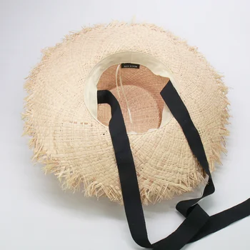 Noi populare lung panglica de rafie plaja ai pentru femeile parbriz decor de vara pălărie de paie gros de dropshipping