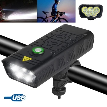 Rezistent la apa USB Front Biciclete Lumina 5 XML T6 LED-uri Puternice de MTB de Echitatie Bicicleta Lampa 4 Moduri Reîncărcabilă Lanterna Bicicleta