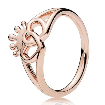 Noi Argint 925 Inel Clasic Eleganta Rose Se Intrepatrund Încoronat Reversibile De Blocare Inima Inel Pentru Femei Cadouri Bijuterii Pandora