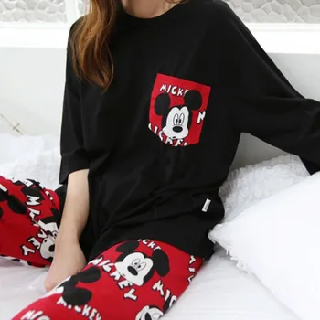 Disney Mickey vara scurtat maneci pijamale de vară de sex feminin de desene animate drăguț Mickey trunchiate pantaloni, serviciu acasă costum subțire secțiunea