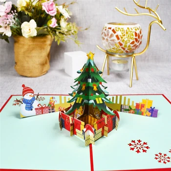 10 Pack Pomul de Crăciun 3D Pop-up Card Sărbători Fericite, Felicitari de Anul Nou Crăciun Fericit Felicitare Furnizor en-Gros