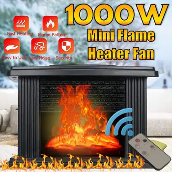 1000W Desktop Mini-Semineu Electric de Încălzire cu Log Efect de Flacără Aer Cald Căldură Ventilator de Birou de Încălzire Pentru Iarna Smart Home