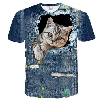Moda Buzunar cat Imprimate tricou 3d barbati topuri Clasice cat tricou Barbati Vara unisex, O-neck Tricou Hip Hop Animal Camasa Casual