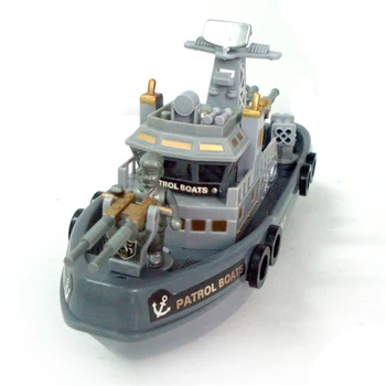 Electric Barca de patrulare Jucărie cu Lumină Intermitentă de Simulare Efect de Sunet Electric Barca de Pulverizare a Apei Militare Baot Navă de război Model de A