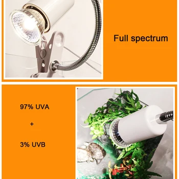 25/50/75W UVA+UVB 3.0 Reptile Lampa Broasca Testoasa de Companie Pelerin Becuri UV Lampă de Încălzire Amfibieni de Control al Temperaturii