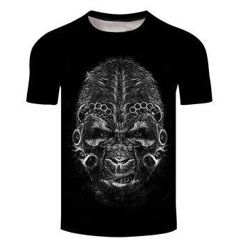 Noi de Vara Marca de mari dimensiuni 3D Răcnește Urangutan capul T-shirt om guler rotund maneci scurte T-shirt pentru bărbați moda scurte t shirt