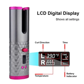 Portabil fără Fir Automată Bigudiu de Păr fier de călcat fără fir Ondulator USB Reîncărcabilă Air Curler pentru LCD Display Ceramice Bigudiu