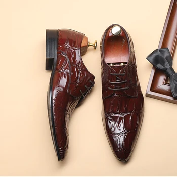Phenkang mens pantofi eleganți din piele pantofi oxford pentru barbati negru 2020 rochie de mireasa de afaceri șireturi din piele, pantofi brogues